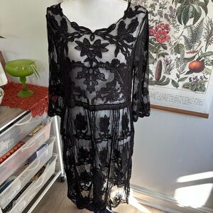 Press Black Sheer Lace Dress L/XL